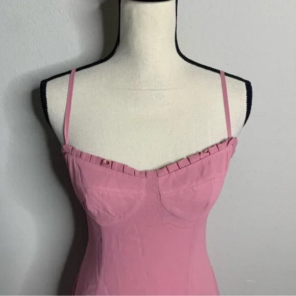 Reformation Aiko Pink Pleated Hem Midi Dress - Picture 4 of 14